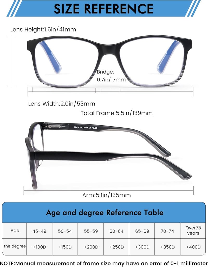MOZVND 5 Pack Blue Light Blocking Reading Glasses for Men with Spring Hinge Fashion Large Wide Computer Readers for Men - Image 2